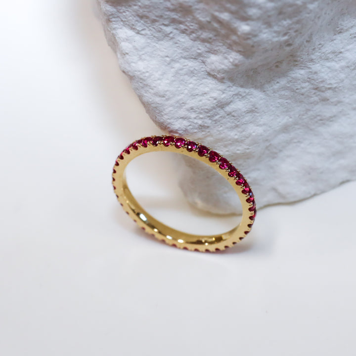 Lab Ruby Eternity Pavé Band RIng - 1.8mm