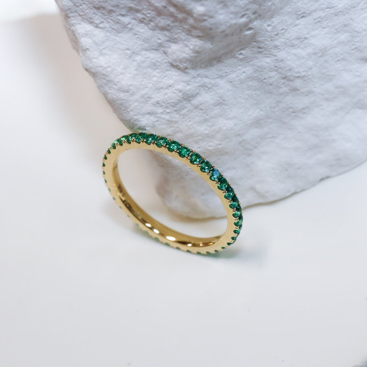 Lab Emerald Eternity Pavé Band RIng - 1.8mm