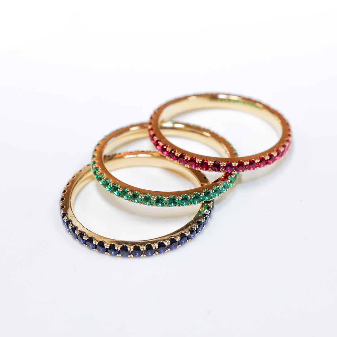 Lab Ruby Eternity Pavé Band RIng - 1.8mm