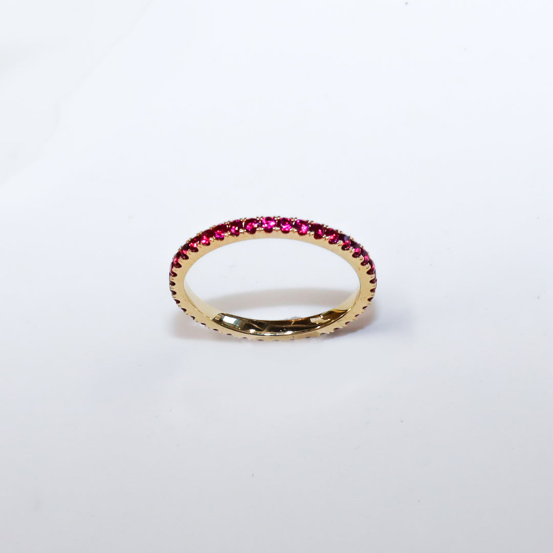 Lab Ruby Eternity Pavé Band RIng - 1.8mm