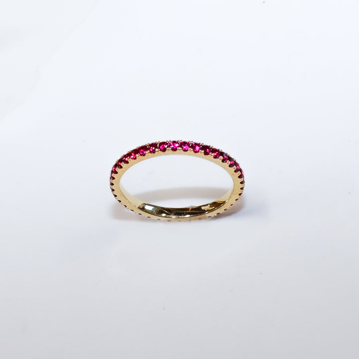 Lab Ruby Eternity Pavé Band RIng - 1.8mm