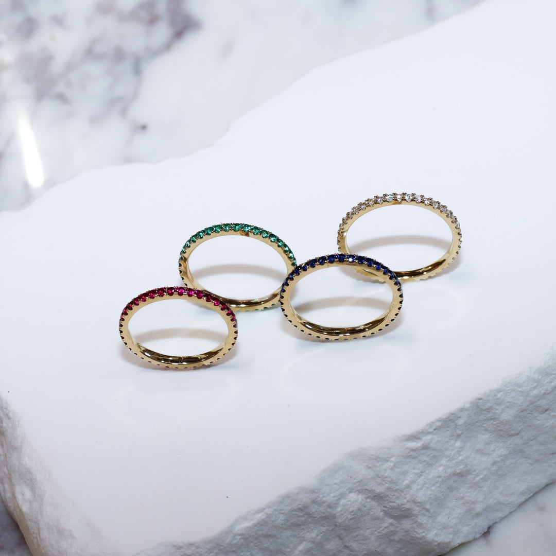 Lab Ruby Eternity Pavé Band RIng - 1.8mm