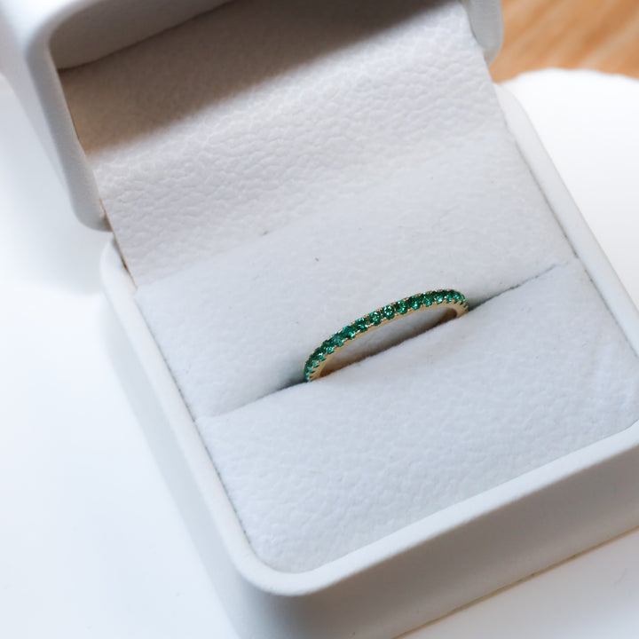 Lab Emerald Eternity Pavé Band RIng - 1.8mm