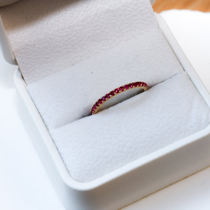 Lab Ruby Eternity Pavé Band RIng - 1.8mm