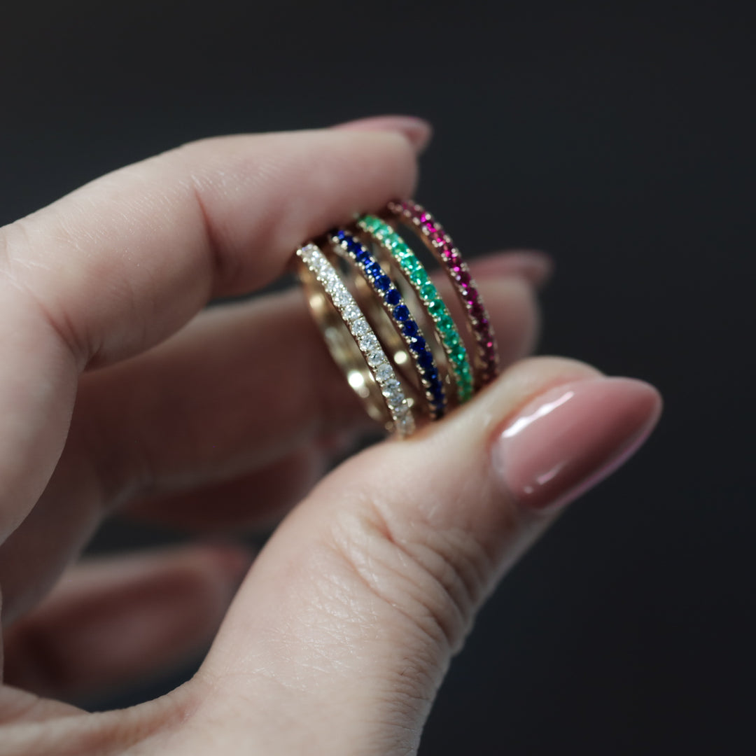 Lab Ruby Eternity Pavé Band RIng - 1.8mm