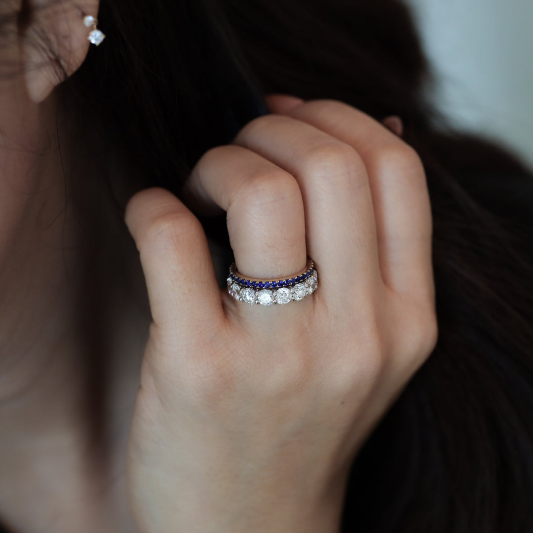 Lab Sapphire Eternity Pavé Band RIng - 1.8mm