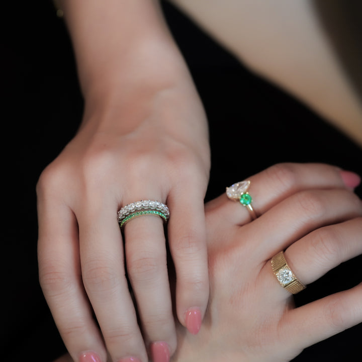 Lab Emerald Eternity Pavé Band RIng - 1.8mm