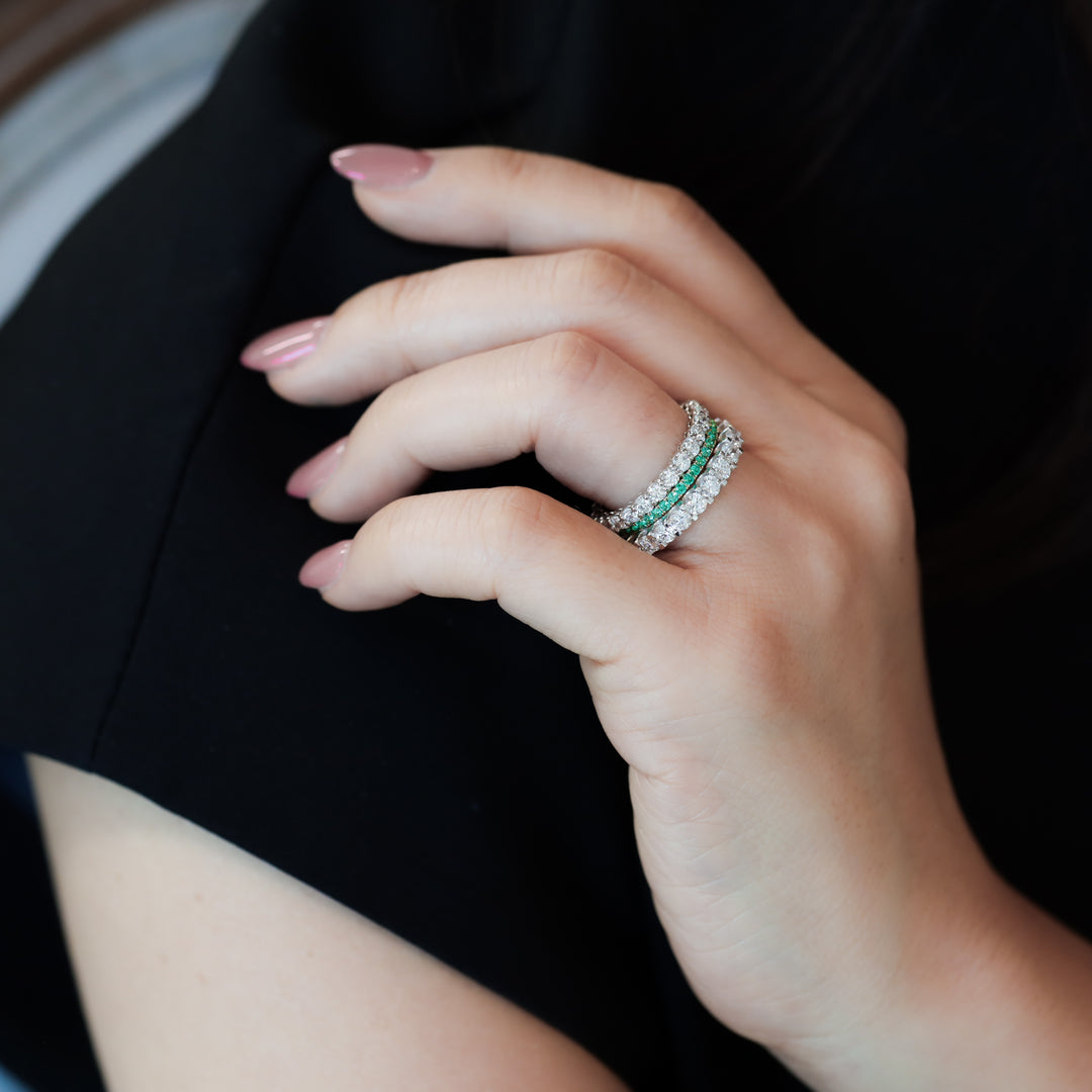 Lab Emerald Eternity Pavé Band RIng - 1.8mm