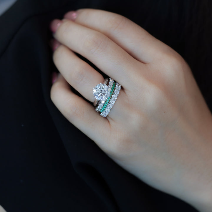 Lab Emerald Eternity Pavé Band RIng - 1.8mm