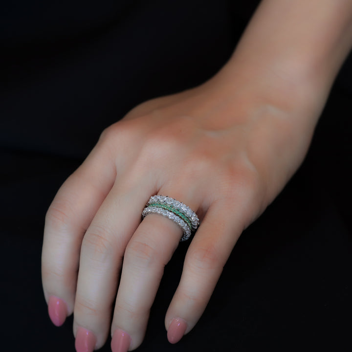 Lab Emerald Eternity Pavé Band RIng - 1.8mm