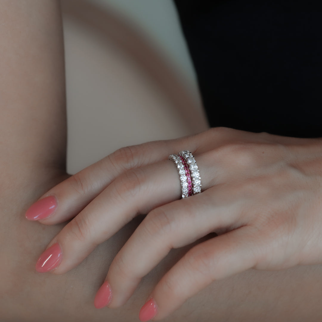 Lab Ruby Eternity Pavé Band RIng - 1.8mm