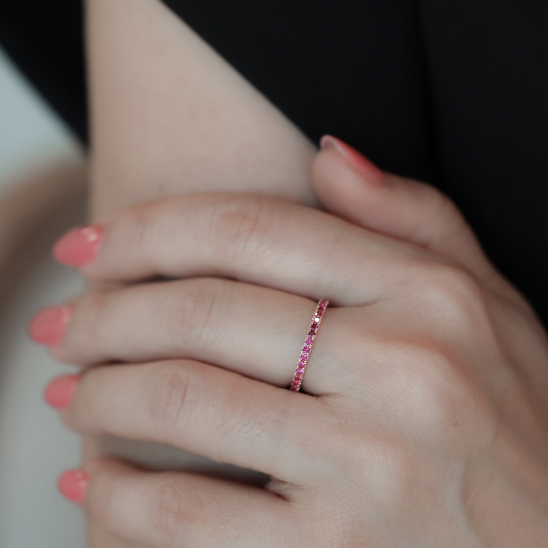 Lab Ruby Eternity Pavé Band RIng - 1.8mm