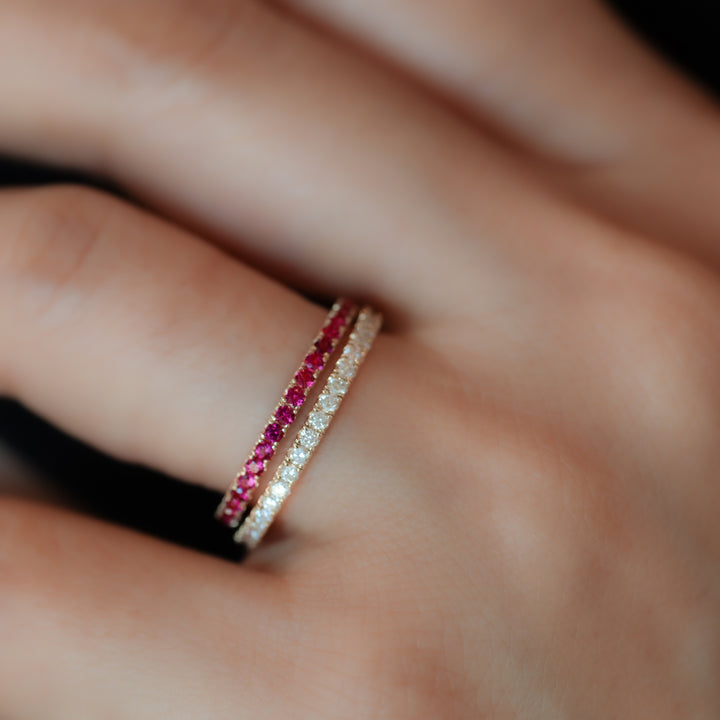Lab Ruby Eternity Pavé Band RIng - 1.8mm