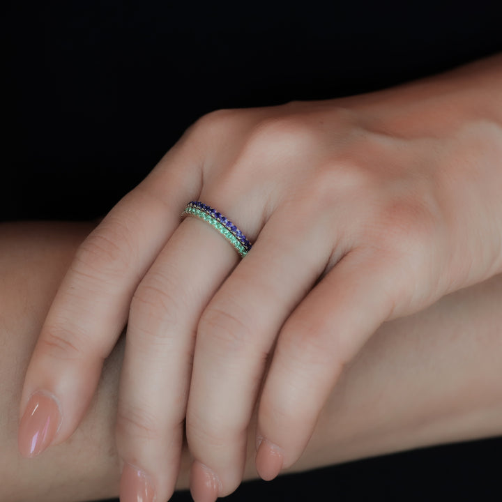 Lab Emerald Eternity Pavé Band RIng - 1.8mm