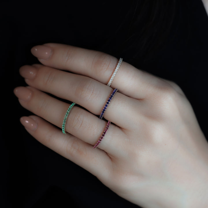 Lab Ruby Eternity Pavé Band RIng - 1.8mm