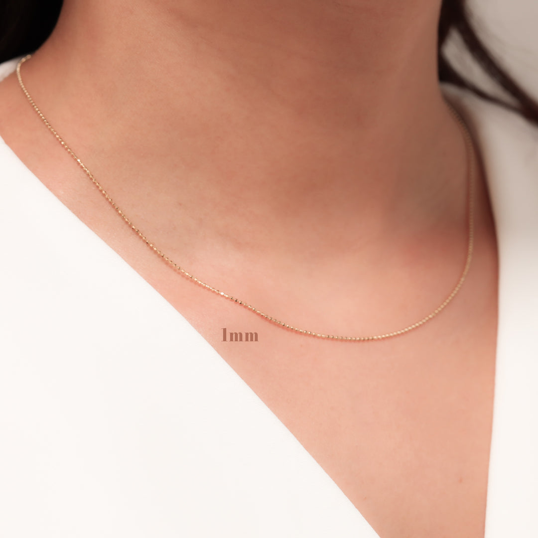 14K Solid Gold Disco Ball Chain | Ball Dainty Chain | 1mm, 1.5mm, 2mm Gold Ball Necklace