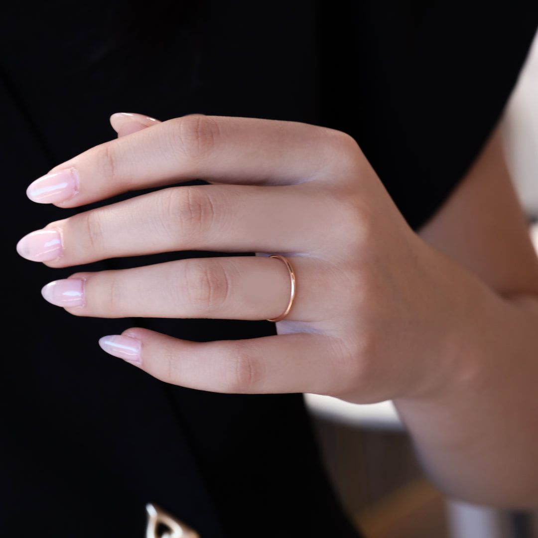 2mm minimal band ring wedding band 14K Solid Gold