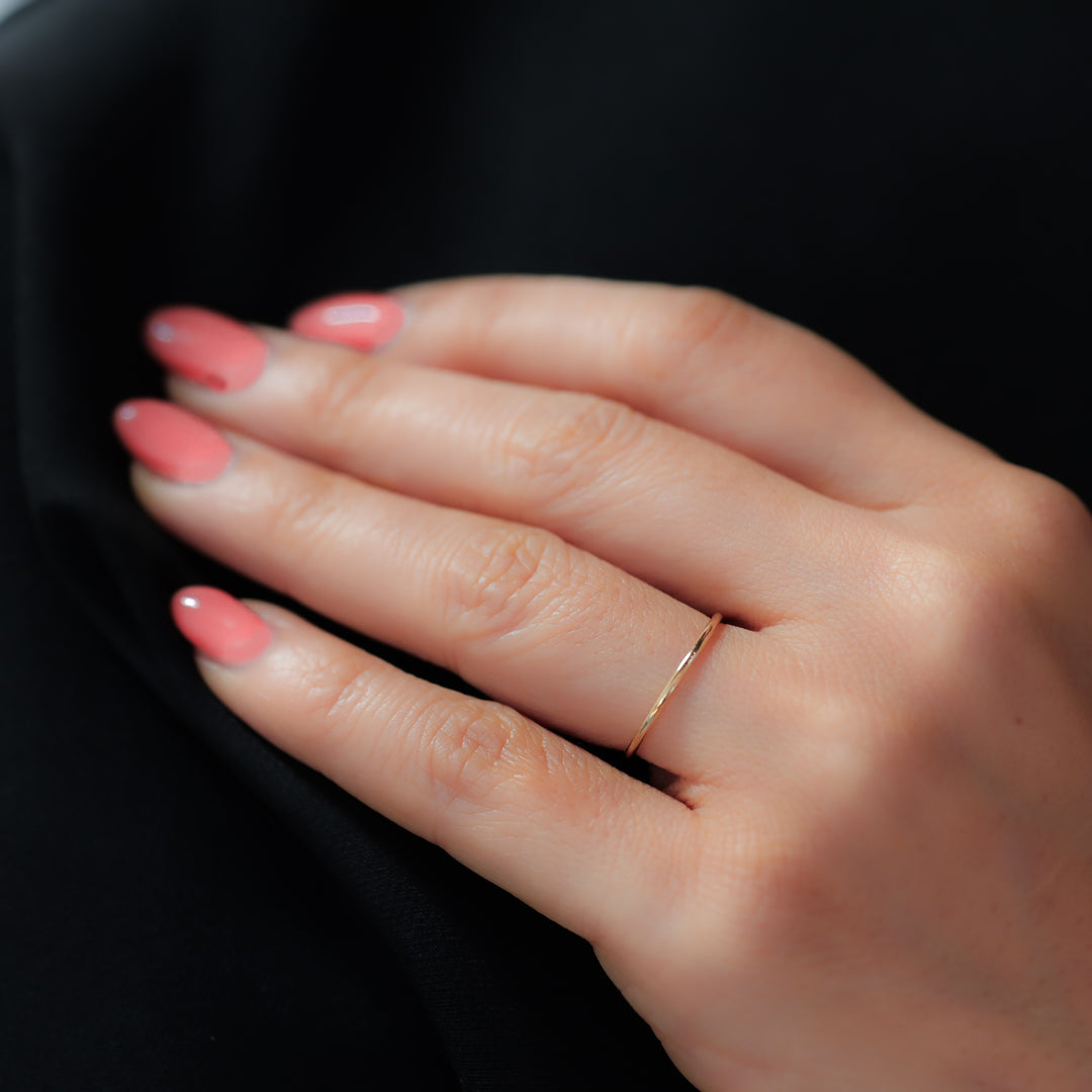 1mm minimal band ring band 14K Solid Gold