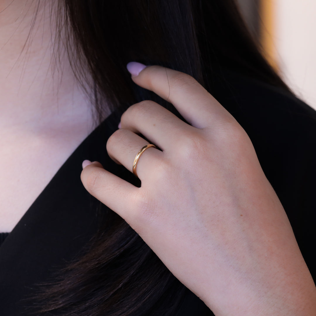 2mm minimal band ring wedding band 14K Solid Gold
