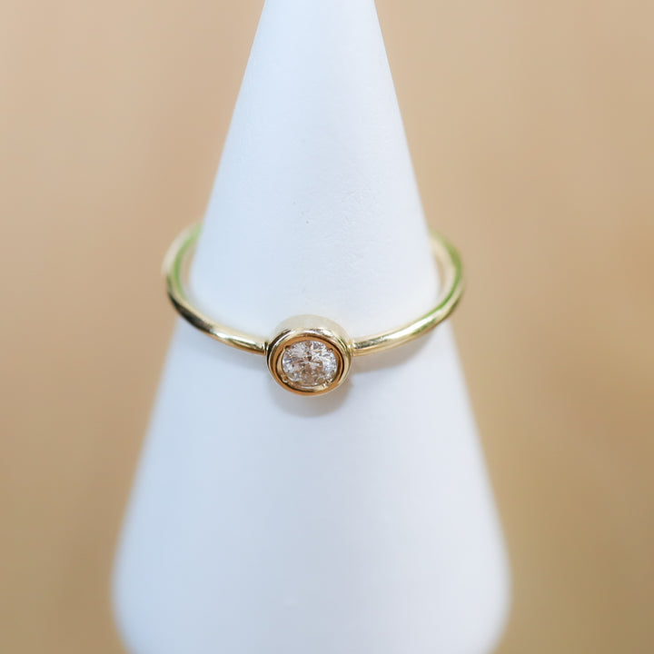 0.1 ct. Bezel Setting Diamond Ring with 1mm minimal band 14K Solid Gold Minimal Ring