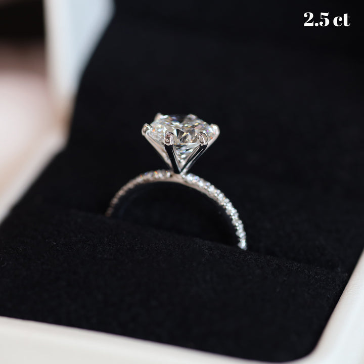 2 ct Classic Six-Prong Pave Set Solitaire Engagement Ring