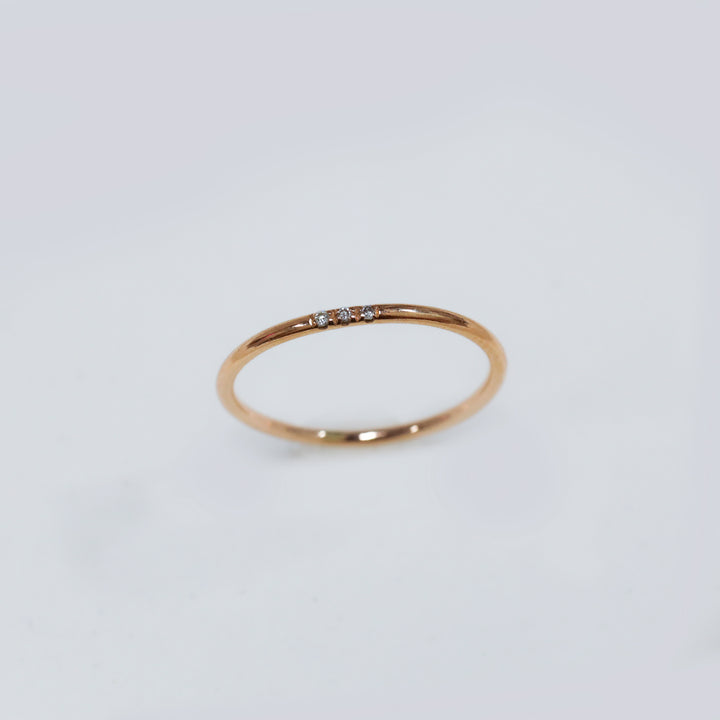 1mm minimal band ring with a lab diamond wedding band 14K Solid Gold
