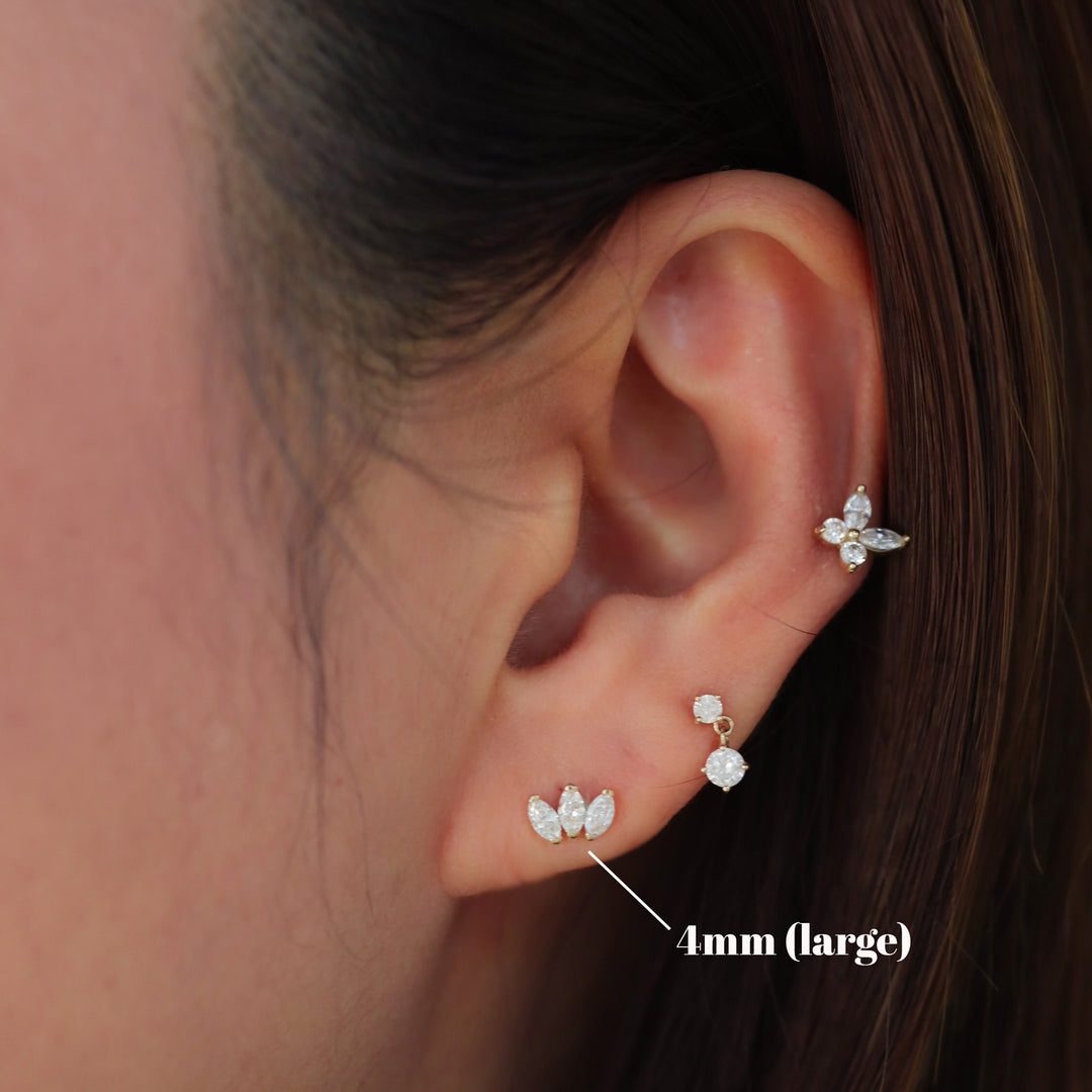 Butterfly Sparkle Marquise and Round Lab Diamond Studs Earrings in 14K Solid Gold