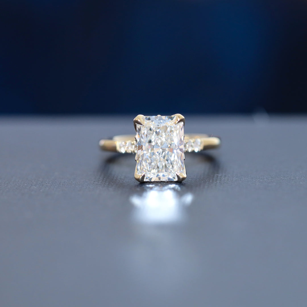 3 ct Radiant Cut Lab Diamond Engagement Ring with Tulip Setting & Euro Shank
