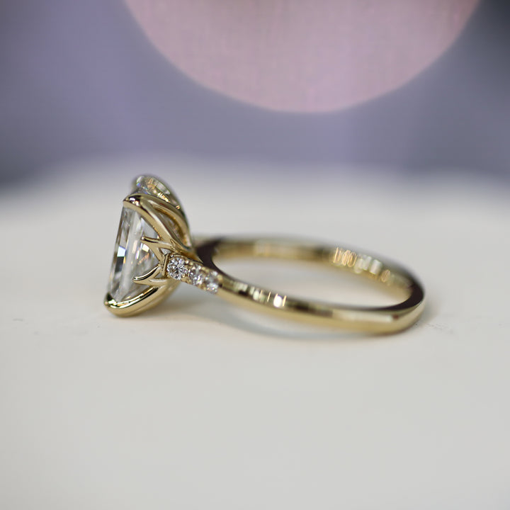 3 ct Radiant Cut Lab Diamond Engagement Ring with Tulip Setting & Euro Shank