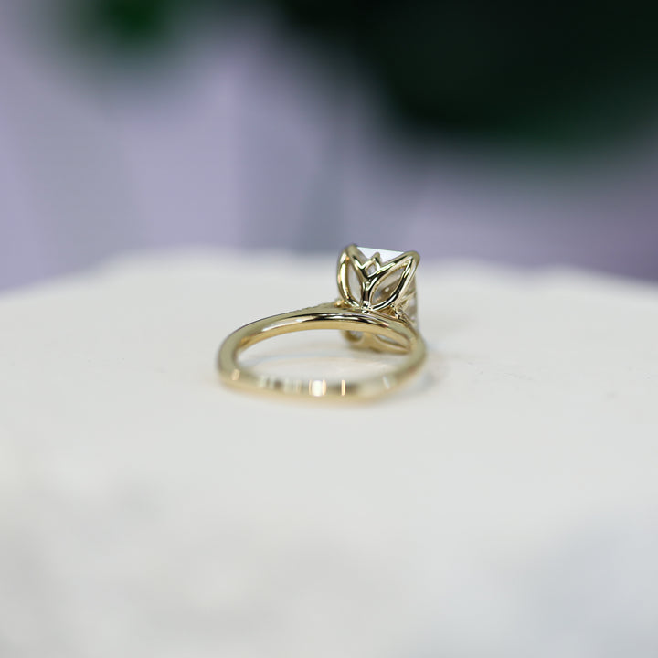 3 ct Radiant Cut Lab Diamond Engagement Ring with Tulip Setting & Euro Shank