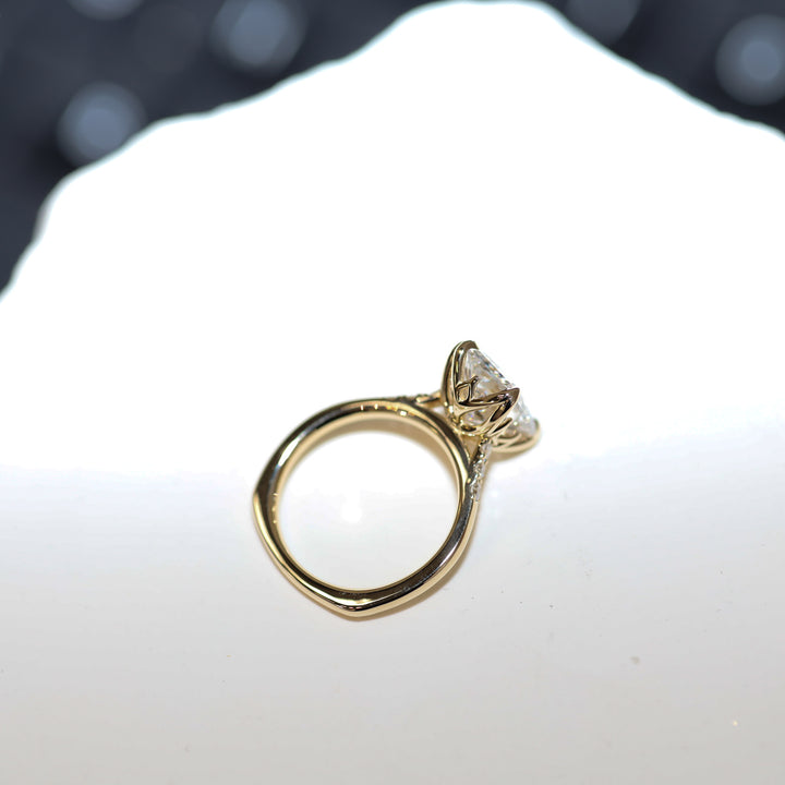 3 ct Radiant Cut Lab Diamond Engagement Ring with Tulip Setting & Euro Shank