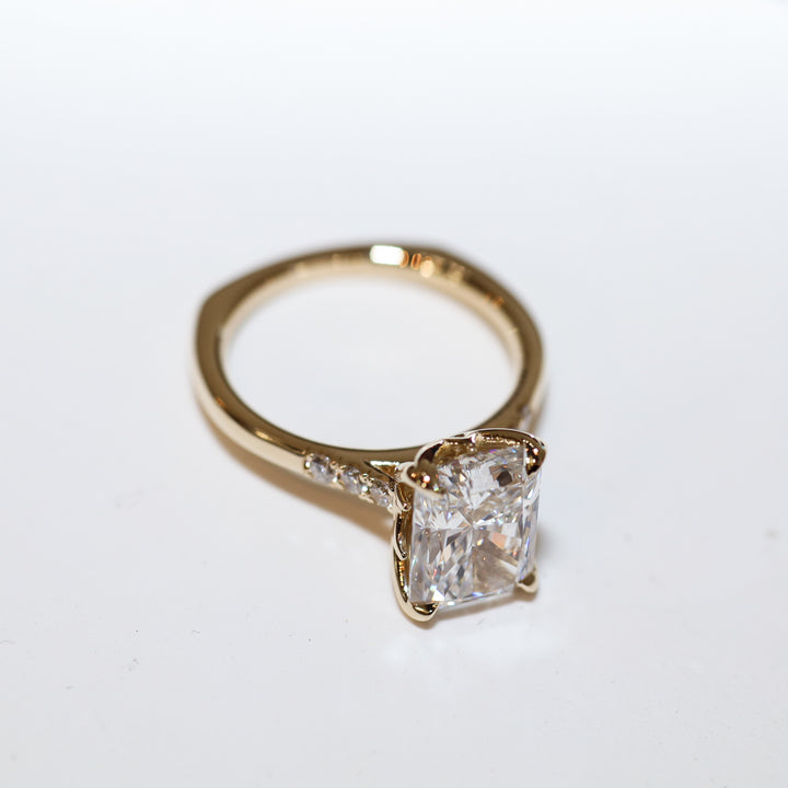 3 ct Radiant Cut Lab Diamond Engagement Ring with Tulip Setting & Euro Shank