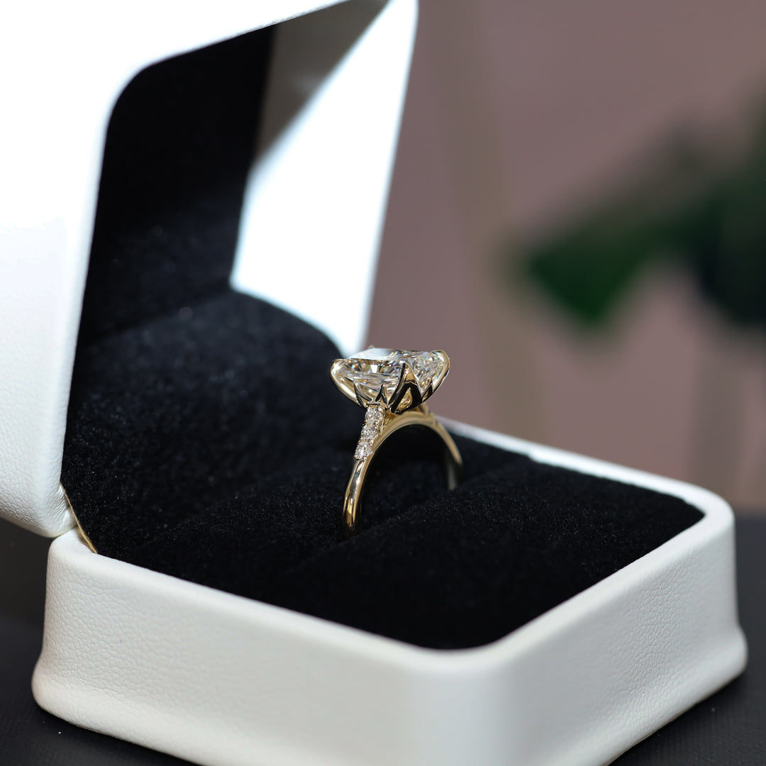 3 ct Radiant Cut Lab Diamond Engagement Ring with Tulip Setting & Euro Shank