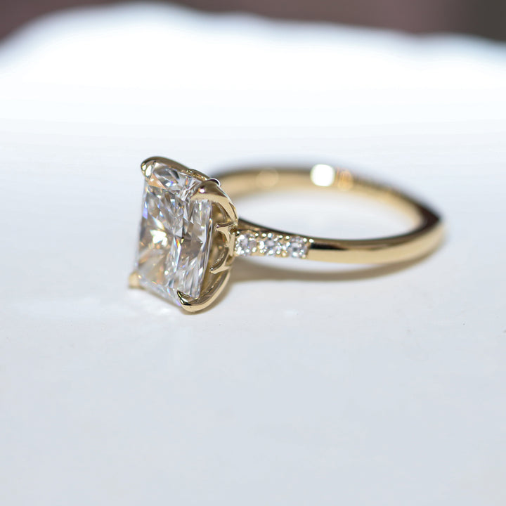 3 ct Radiant Cut Lab Diamond Engagement Ring with Tulip Setting & Euro Shank