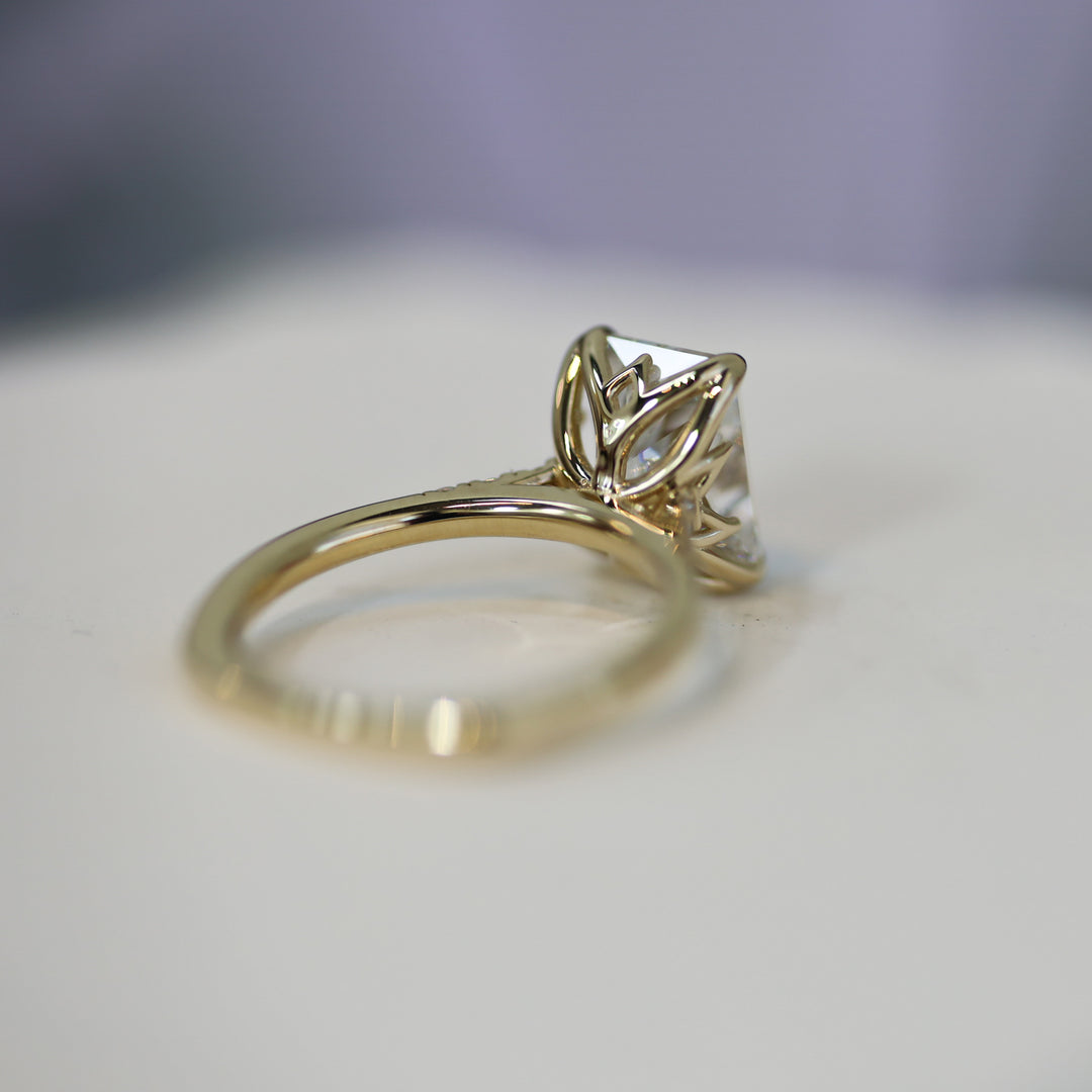 3 ct Radiant Cut Lab Diamond Engagement Ring with Tulip Setting & Euro Shank