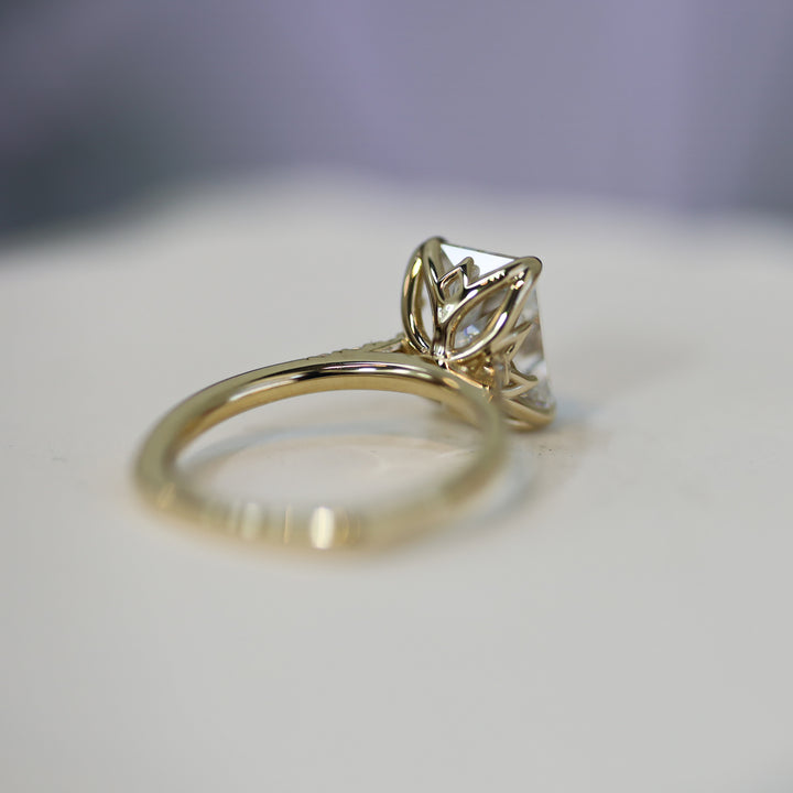 3 ct Radiant Cut Lab Diamond Engagement Ring with Tulip Setting & Euro Shank