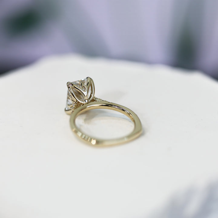 3 ct Radiant Cut Lab Diamond Engagement Ring with Tulip Setting & Euro Shank