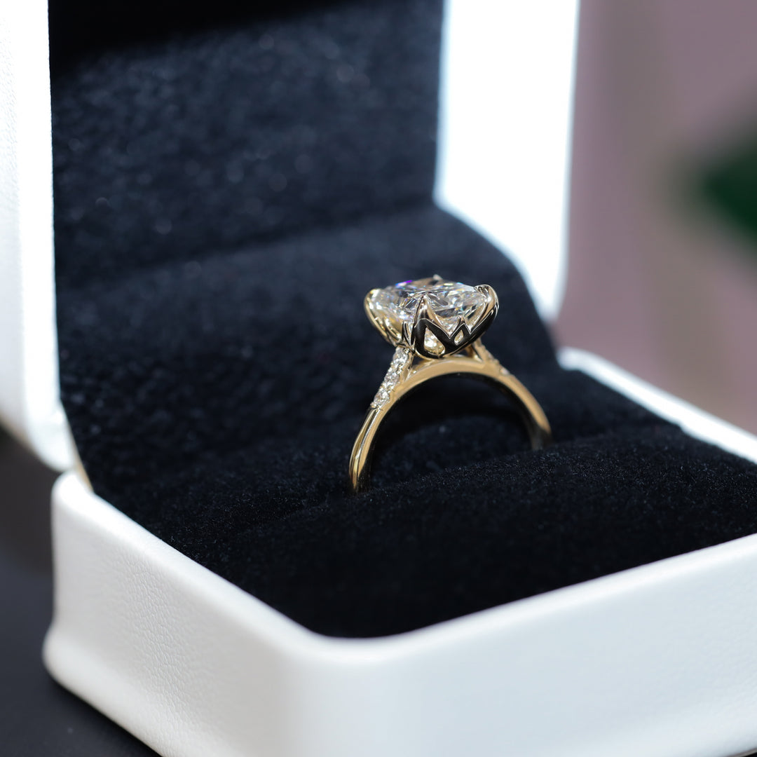3 ct Radiant Cut Lab Diamond Engagement Ring with Tulip Setting & Euro Shank