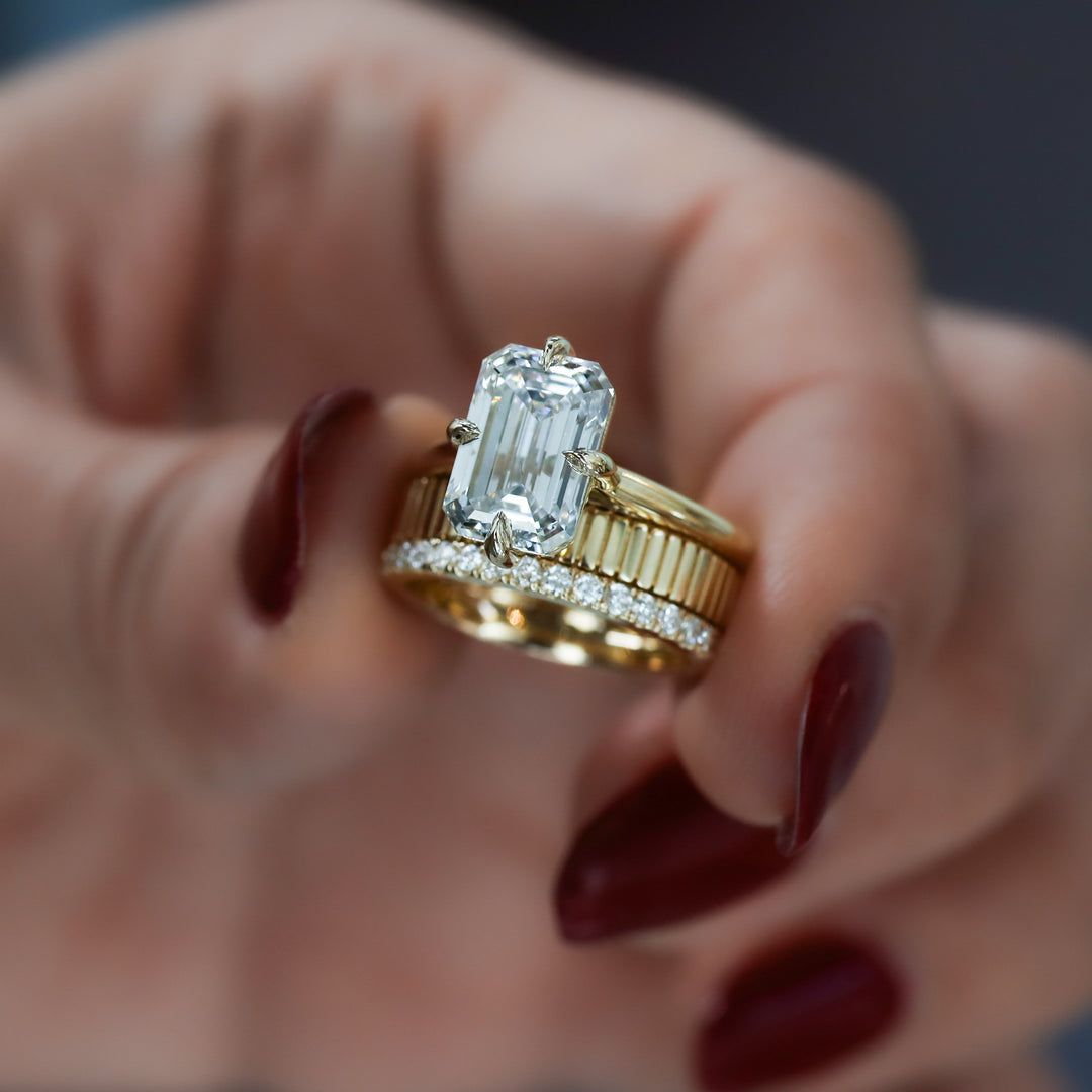 Fluted Stackable Ribbed 14K Gold Ring