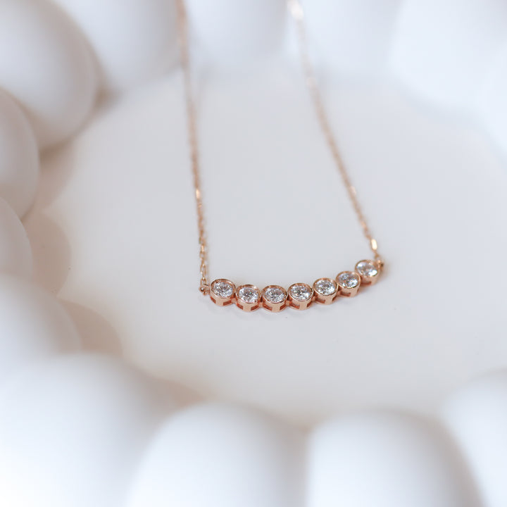 Curved Bezel Diamond Cluster Necklace – 7 Bezel Lab Grown Diamond Necklace in 14K Gold