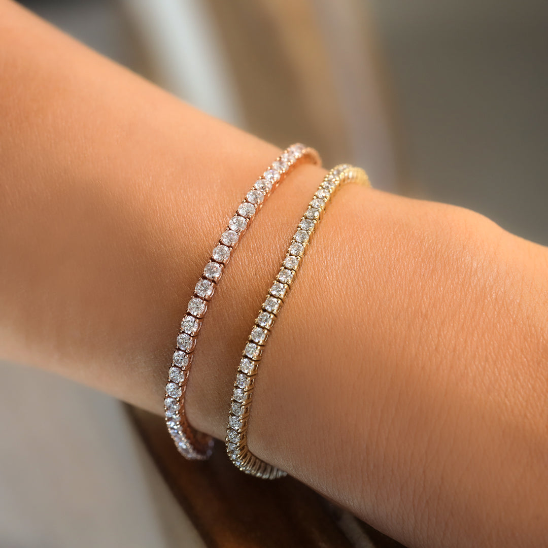 Lab Grown Diamond 4 Prong Tennis Bracelet in 14K Solid Gold (1.5 ct - 5 ct)