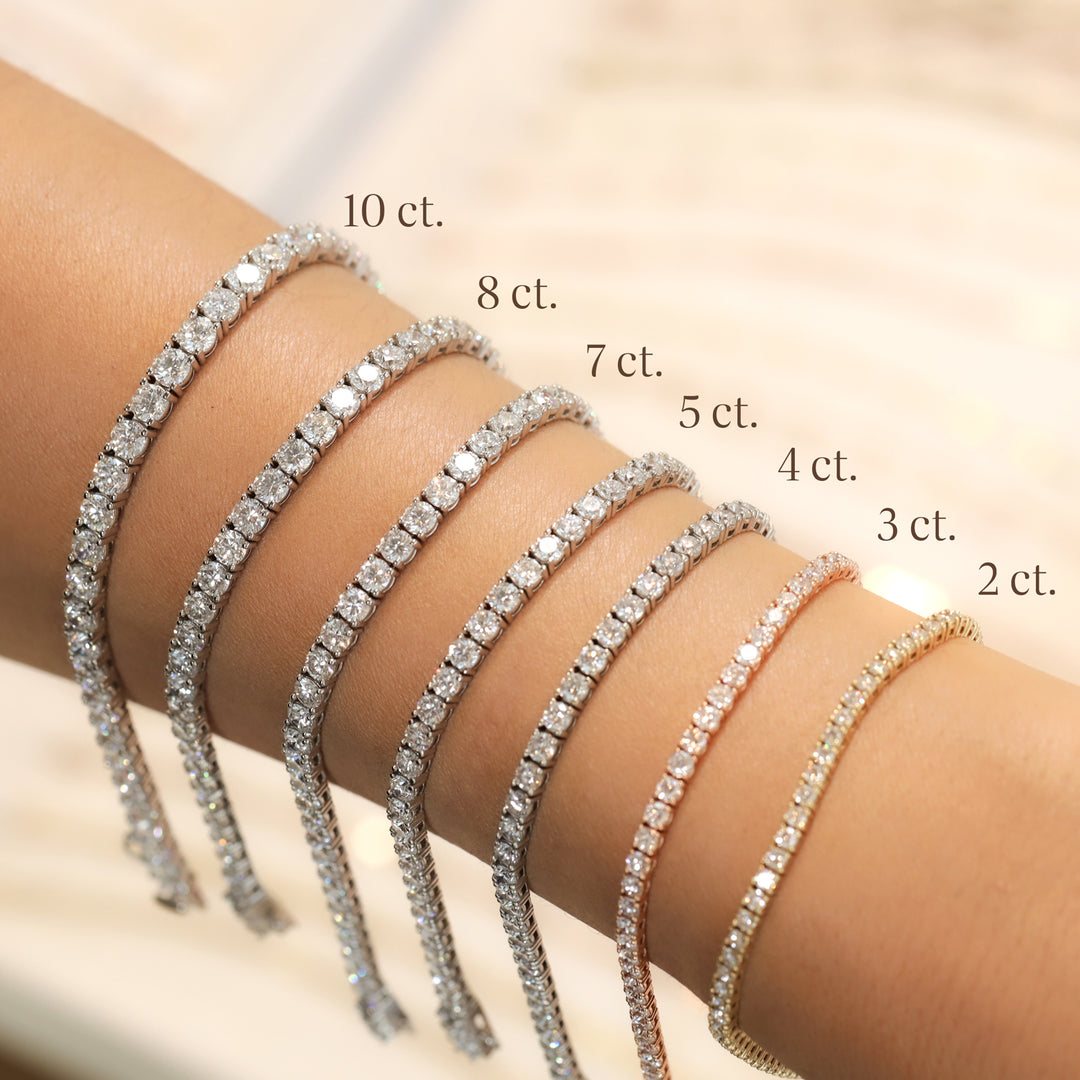 Lab Grown Diamond 4 Prong Tennis Bracelet in 14K Solid Gold (6 ct - 10 ct)