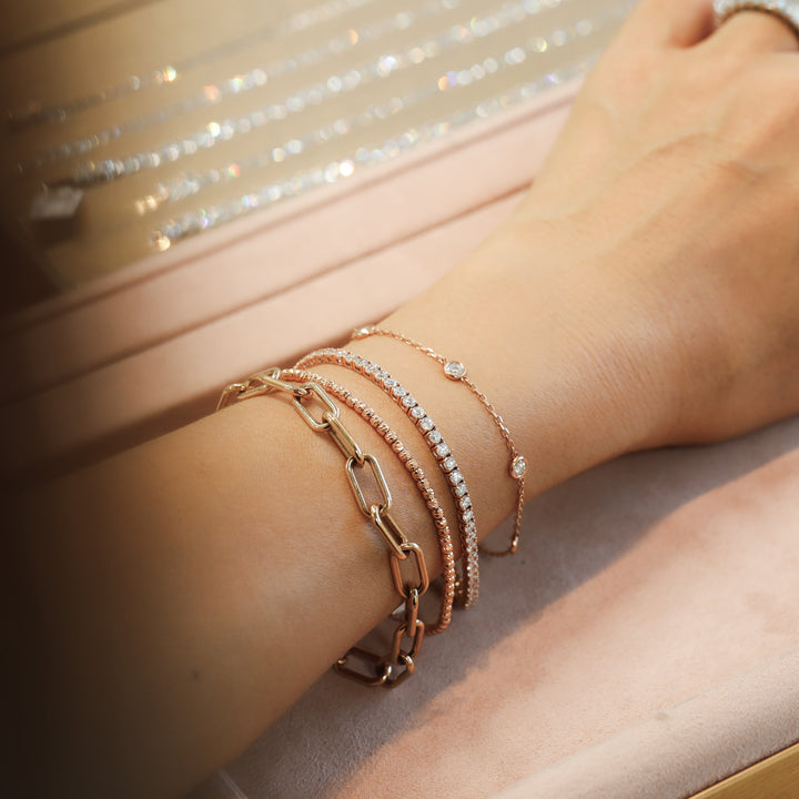 Chunky Chain Paperclip Bracelet 1.5mm 14K Solid Gold