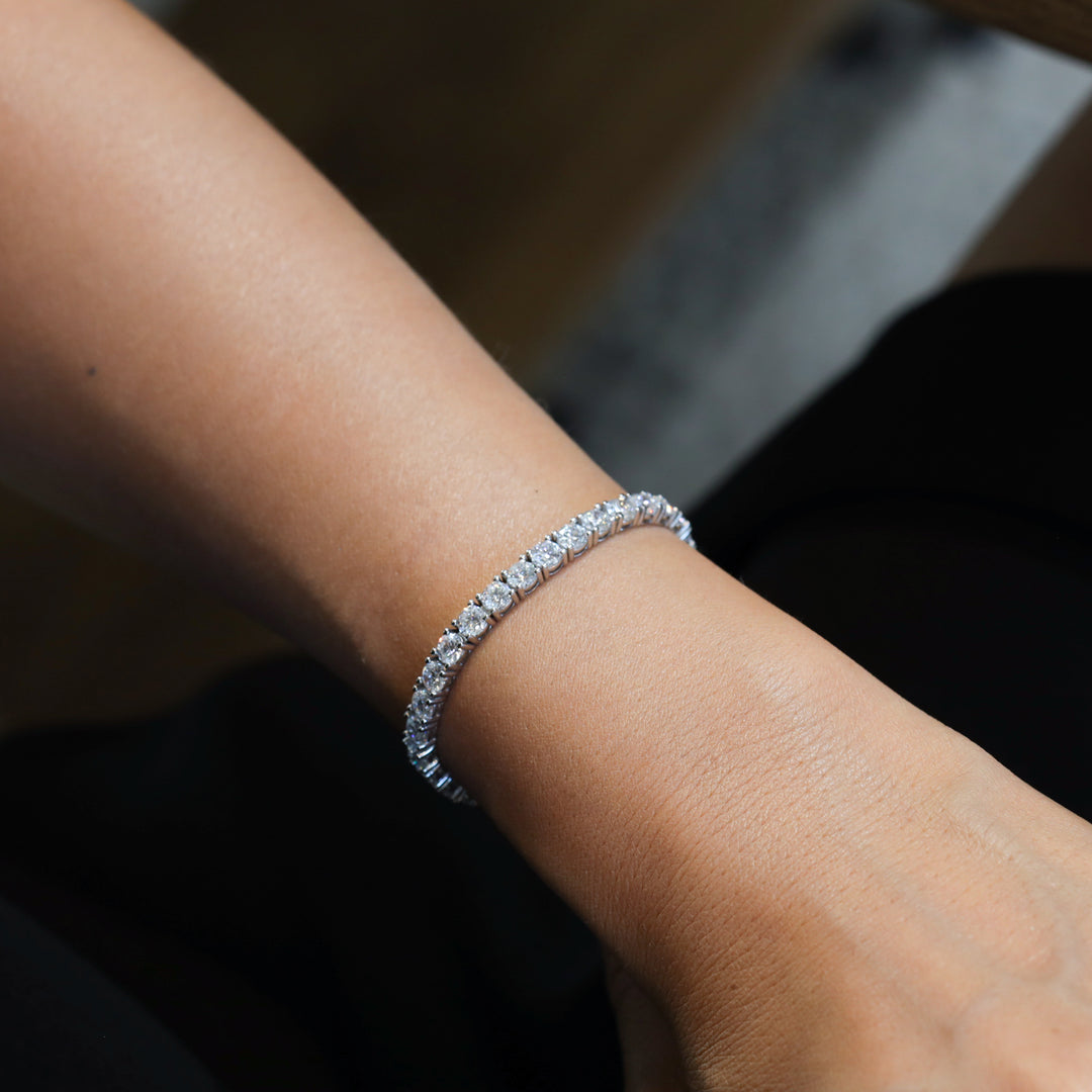 Lab Grown Diamond 4 Prong Tennis Bracelet in 14K Solid Gold (6 ct - 10 ct)