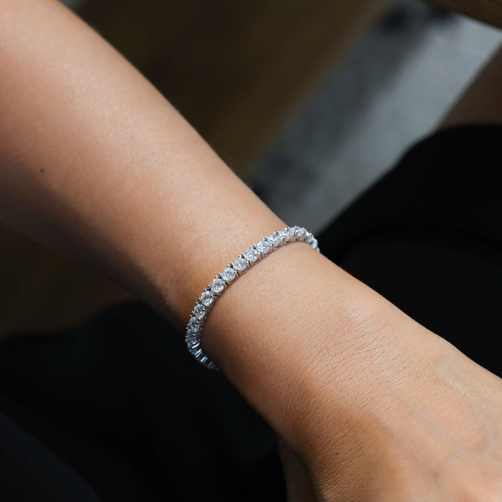 Lab Grown Diamond 4 Prong Tennis Bracelet in 14K Solid Gold (6 ct - 10 ct)