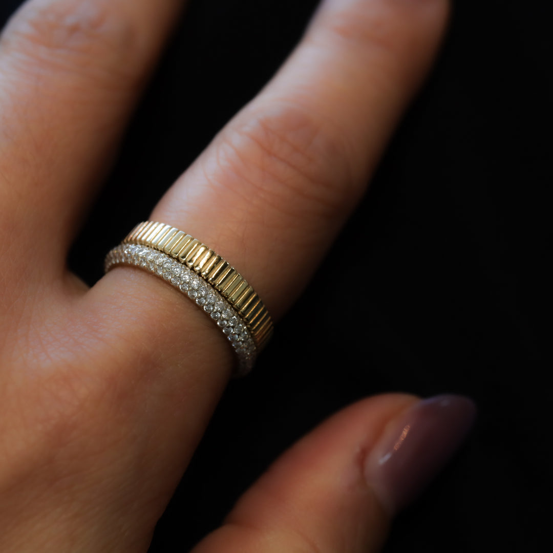 Multi Row Dome Shape Pavé Lab-Grown Diamond Eternity Ring Band 3mm