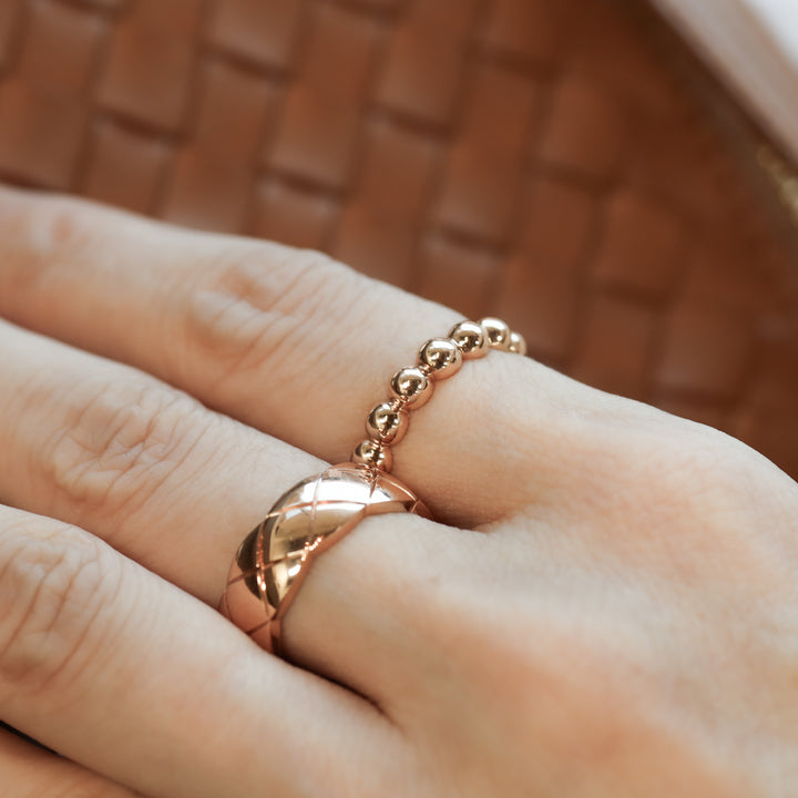 Beaded Stackable 14K Gold Ring (3mm Beads)