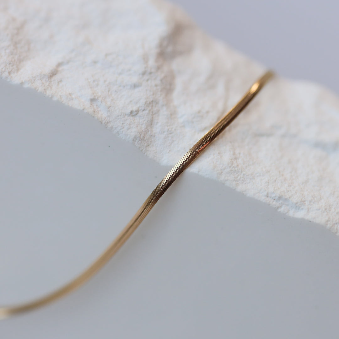 14K Round Silky Snake Chain, Plain Solid Gold Chain, Layering Chain Necklace