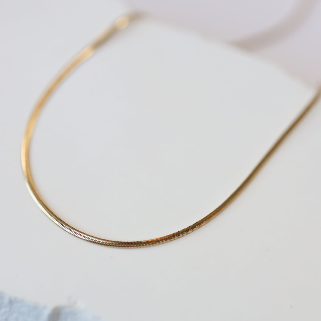 14K Round Silky Snake Chain, Plain Solid Gold Chain, Layering Chain Necklace