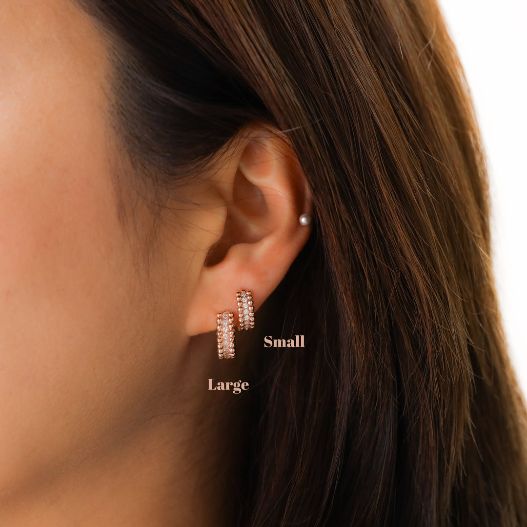 Beaded Eternity Lab Diamond Hoop Earrings (11mm , 13mm)
